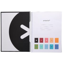 Antartik Cuaderno Espiral Micro A4 Tapa Dura 80 Hojas 90g Cuadro 5mm 4 Taladros Negro - Papel Extrablanco Ultrasuave