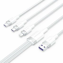 Cable USB 2.0 Lightning Vention CTRWG/ USB Macho/ USB Tipo-C Macho - MicroUSB Macho - Lightning Macho/ 1.5m/ Blanco