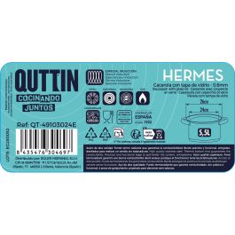 Inde Cacerola Hermes 24 cm (5.5 L) de Acero Inoxidable para Inducción con Tapa (4 Unidades)