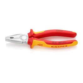 Knipex Alicates Universales Aislados VDE 10000V para Electricidad, Corte Alambre Blando/Duro, 200 mm, Cromado/Rojo/Amarillo, 355g - Cumple DIN EN 60900 Precio: 37.50000056. SKU: S7913410