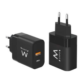 Ewent EW1327 Cargador Rápido GaN 45W con 2 Puertos (USB-C Power Delivery + USB-A) Universal para Smartphones, Tablets, Portátiles Negro