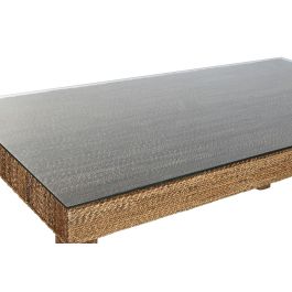 DKD Home Decor Banana 1c25 Mesa Comedor Natural 180 x 90 x 77 cm Fibra Teca Cristal Templado