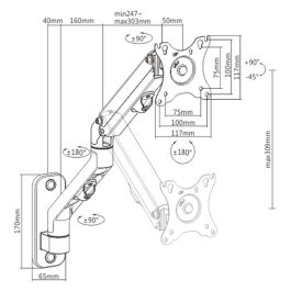 Gembird MA-WA1-02 soporte para monitor 68,6 cm (27") Pared Negro Gembird MA-WA1-02 soporte para monitor 68,6 cm (27") Pared Negro