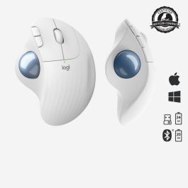 Logitech ERGO M575 Ratón Trackball Inalámbrico RF/Bluetooth, 2000 DPI, Blanco, Incluye Receptor Nano y Pilas, Para Mano Derecha