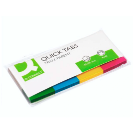 Q-connect Banderitas separadoras 25x45 mm transparentes y color pack 4 con 50 hojas