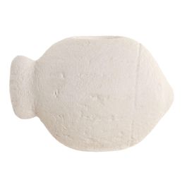 DKD Home Decor Hangzhou design 26b Portavela Mediterraneo Blanco Cemento 10 x 11 x 16 cm (4 Unidades) Simil Piedra con Detalle de Pez