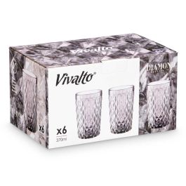 Vaso Diamante Gris 370 ml Vidrio - Vivalto 8x12.8x8 cm (24 Unidades) Vaso Diamante Gris 370 ml Vidrio - Vivalto 8x12.8x8 cm (24 Unidades)