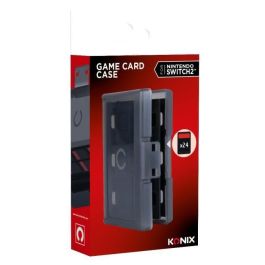 Konix 3328170304443 Estuche protector y de transporte para cartuchos Nintendo Switch 2, a prueba de golpes, 24 compartimentos, negro
