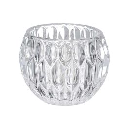 Giftdecor Portavela de Cristal con Forma de Diamante Grande, para Vela, Vidrio Transparente, 9.2 x 7.5 x 9.2 cm (Set de 16)