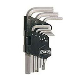 Ratio Juego de 9 Llaves Allen Acodadas, Medidas desde 1.5 hasta 10 mm