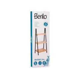 Berilo Estantería Escalera 3 Estantes Bambú Negro 84x30x81.5 cm