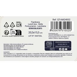 Inde Fiambrera Rectangular Hermética de 1 Litro, 20.5 x 15.3 cm, Ambare (6 Unidades)