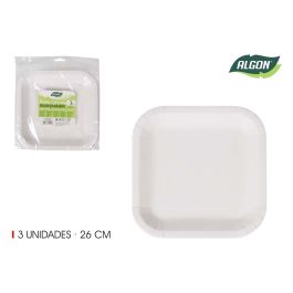 Set de 3 platos cuadrados de cartón con soja, 26 cm - Algon (36 Cajas) Precio: 15.49999957. SKU: B1AVH3C568
