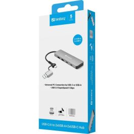 Sandberg Hub USB-C/A a 2x USB-A y 2x USB-C para Ordenador: Amplía Puertos USB-C y USB-A. Conecta Dispositivos Simultáneamente. Plug & Play.