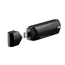 ASUS USB-AX56 Adaptador WiFi 6 1775 Mbit/s, Doble Banda, WPA3, Compatible con Windows/Linux, Negro/Oro