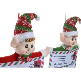 DKD Home Decor Decoración Colgante Navidad Elfo Poliéster Multicolor 9 x 55 x 30 cm (6 Unidades)