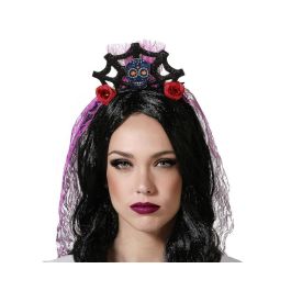 Diadema Halloween Telaraña Púrpura Mujer Adulto - Corona Negra con Velo Morado y Calavera Floral Precio: 1.49999949. SKU: B146FL7VLA