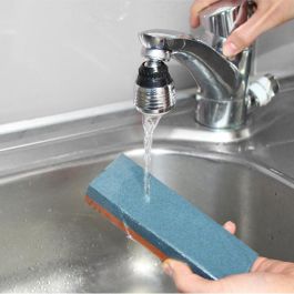 Nirosta Piedra de afilar cuchillos cerámica 190x60mm, base antideslizante, lado grueso y fino, gris/negro/rojo