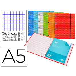 Liderpapel Carpeta con Recambio A5 Cuadro 5mm Forrada 4 Anillas 20mm con Cierre de Gomilla y 120 Hojas Precio: 5.68999959. SKU: B17M2FZE7L