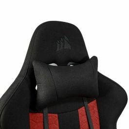 CORSAIR - Silla de Oficina - Sillón gaming - TC100 RELAXED - Tela - Ergonómica - Reposabrazos ajustables - Negro/Rojo (CF-9900014-WW)