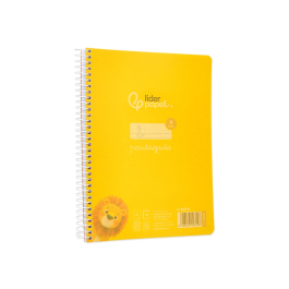 Liderpapel Cuaderno Espiral A5 Pautaguía Tapa Plástico 80 Hojas 90gr Cuadro Pautado 4mm con Margen Color Amarillo
