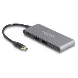 DeLOCK Concentrador USB 3.2 Gen 2, Hub 4 Puertos con 2 x USB-C 10 Gbps y 2 x USB-A, 15 W PD, Aluminio Gris, Cable 0.15 m Precio: 32.5853. SKU: B197XDKRFC