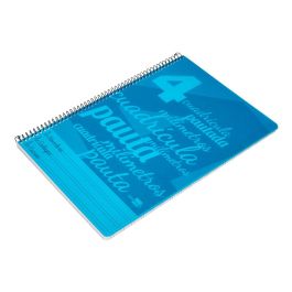 Cuaderno Espiral Liderpapel Folio Pautaguia Tapa Plastico 80H 75 gr Cuadro Pautado 4 mm Con Margen Color Azul