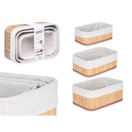 Set 3 Organizadores de Bambú y Tela Natural Kipit - 31x12x21 cm (4 Unidades) Precio: 43.49999973. SKU: B17CQZTGKQ