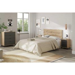 Calicosy CAL8423490267630 Cómoda 4 Cajones Roble Nudoso y Gris Antracita, 77,5 cm Ancho, Madera Clara