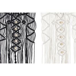 DKD Home Decor Decoración Colgante Boho Natural Negro Macrame MDF 1 x 90 x 30 cm (4 Unidades)