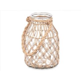 Portavelas de Vidrio con Cuerda Natural Giftdecor 17x25x17 cm (4 Unidades) Portavelas de Vidrio con Cuerda Natural Giftdecor 17x25x17 cm (4 Unidades)