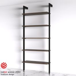 Emuca Lote de soportes para 5 estantes de madera para la estructura Zero, tableros no incluidos, Zamak, Pintado color negro texturizado