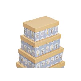 DKD Home Decor Caja Baobab Kids Azul Amarillo Carton 43.5 x 33.5 x 15.5 cm Set de 10