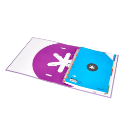 Antartik Carpeta con Recambio A4 Cuadro 5mm Forrada 4 Anillas 40mm Redondas con Solapa Color Lavanda