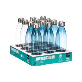Leknes Botella Tapón Acero 650 ml Plástico PET PP Metal SS Surtida 7x25.5x7 cm (Set de 24)