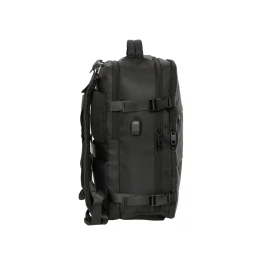 Safta Mochila de Viaje Cabina para Portátil 15,6" Real Madrid Negro con Conector USB y Zapatillero