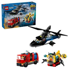 LEGO 60462 Helicóptero, Cami3n Bomberos Y Submarino