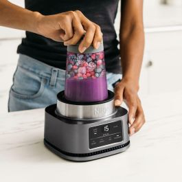 Ninja CB100EU Batidora de Vaso Foodi Standmixer 0.7L con Función de Impulso y Picahielos 1100W Negro/Acero Inoxidable