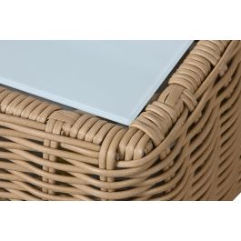 DKD Home Decor Sofá Terraza y Jardín Ratán Exterior Marrón Claro Beige 222 x 85 x 80 cm Set 4 Piezas