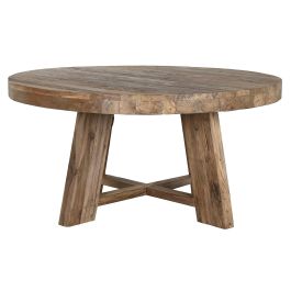 DKD Home Decor Mesa Comedor Item Home Redonda 160 x 160 x 78 cm Teca Reciclada Desmontable