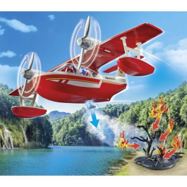 Playmobil Hidroavión de Bomberos Action Heroes 71463 - Juguete de Misiones de Rescate con Función de Extinción