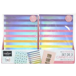 The Concept Factory Juego de 3 Libretas Dina5 Colección Rainbow con 80 Páginas Rayadas (14.8x21 cm)