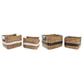 Cesta Colonial DKD Home Decor Negro Blanco 25 x 20 x 32 cm Set de 2 (2 Unidades)