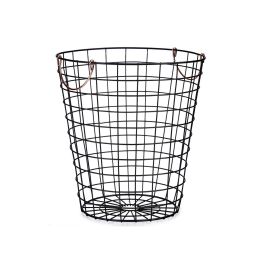 Kinvara Cesto de Acero Negro con Asa de Cobre 30x30x30 cm (Set de 12)