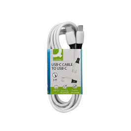Q-connect Cable USB-C a USB-C PVC Blanco Longitud 3m