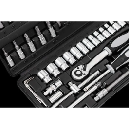 Connex Caja de Llaves y Enchufes con 52 Piezas - Equipo Básico para Bricolaje y Taller