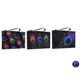 DKD Home Decor Neceser Glam Impermeable Multicolor Negro 30x21x3 cm - Pack de 12 Unidades