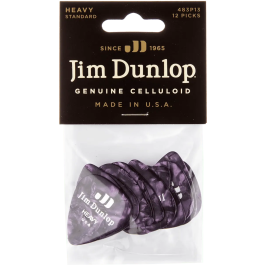 Dunlop Pack 12 Púas Genuine Celluloid Púrpura Perlado - Heavy