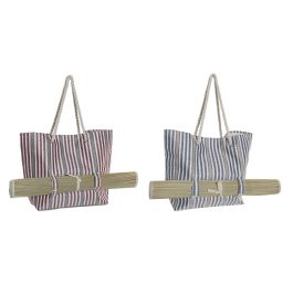 DKD Home Decor Bolso Atlantico de Poliester y Seagrass, Set de 2 Unidades en Rojo y Azul con Diseño Esterilla 16x36x50 cm