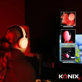Konix Nexus Auriculares para juegos con cable para Nintendo Switch 2, altavoces de 40 mm, micrófono, jack de 3,5 mm, Blanco